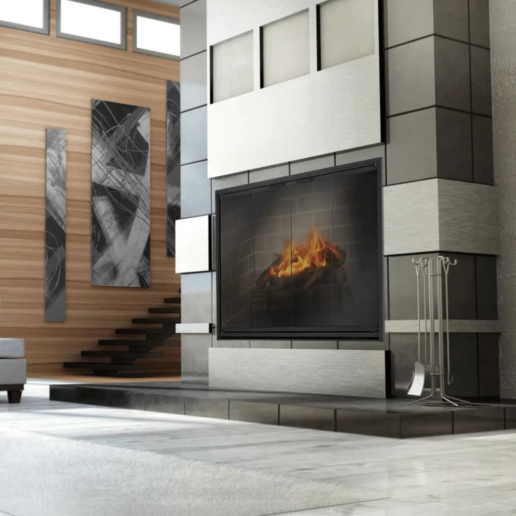 Contemporary Style Fireplace Glass Doors Florida