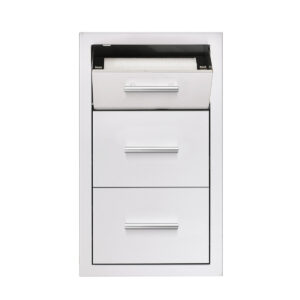 17″ Vertical 2-Drawer & Paper Towel Holder Combo w/ Masonry Frame Return