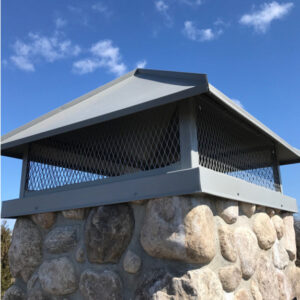 Stainless Steel Multi-Flue Chimney Cap with Hip and Ridge Lid, Outside Mount