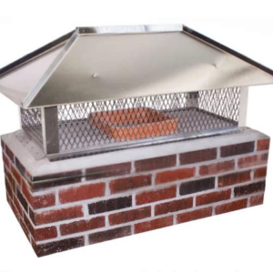 Stainless Steel Multi-Flue Chimney Cap with Hip and Ridge Lid, Top Mount